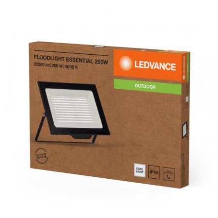 Leistungsstarker LEDVANCE LED Fluter Floodlight Essential 200W 4000K Neutralweiß IP65 schwarz